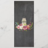 瓶メニュー結婚披露宴の素朴なチョークの花柄 メニュー (裏面)