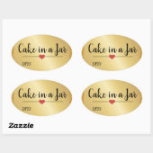 瓶入りケーキのモダンなゴールドグリッター ホリデー 楕円形シール (シート)