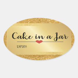 瓶入りケーキのモダンなゴールドグリッター ホリデー 楕円形シール