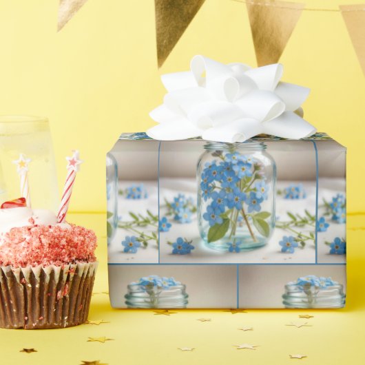 瓶忘れに青い目ではない花 ラッピングペーパー (誕生日パーティー)