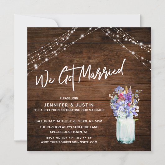 瓶素朴に山得の結婚した花を照らす 招待状 (正面)