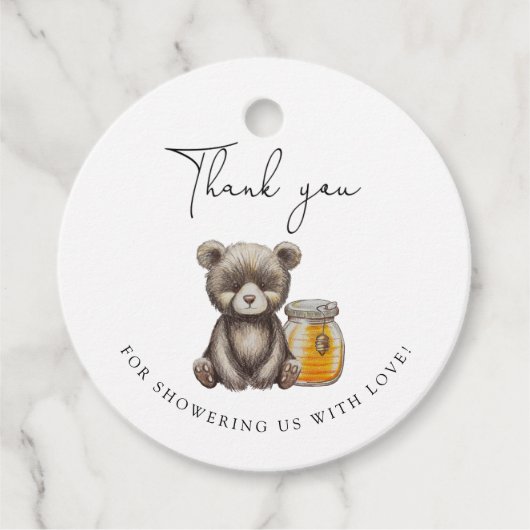 瓶詰めの蜂蜜とテディベアのありがとう フェイバータグ (正面)
