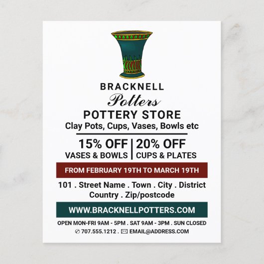 瓶飾、陶器店、陶器広告 チラシ (正面)