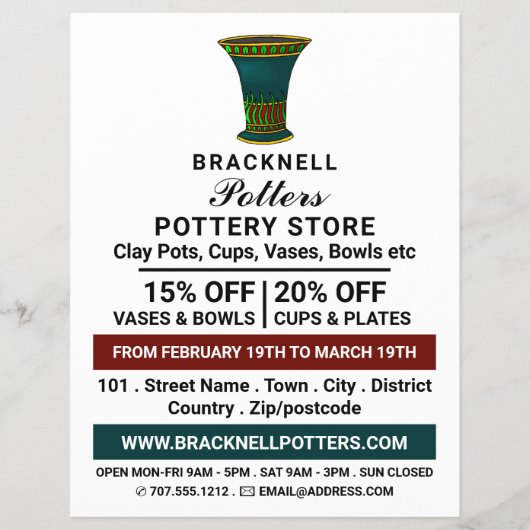 瓶飾、陶器店、陶器広告 チラシ (正面)