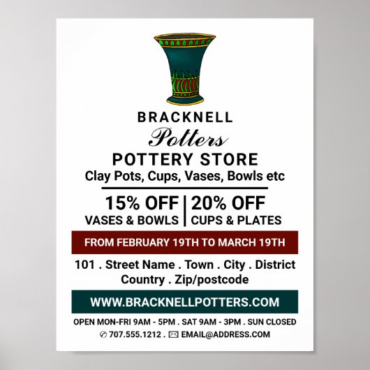 瓶飾、陶器店、陶器広告 ポスター (正面)