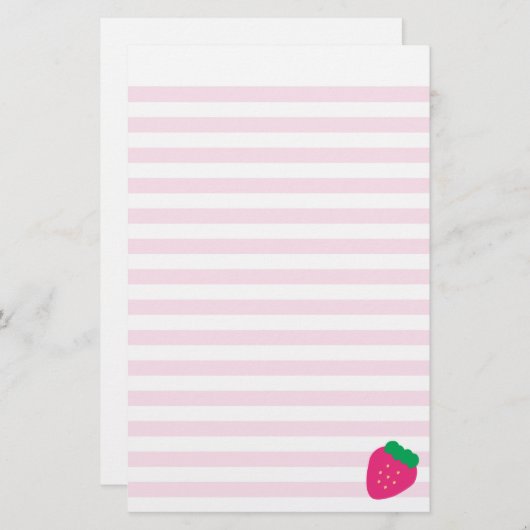 甘いいちごのストライプのな文房具 便箋 (正面/裏面)