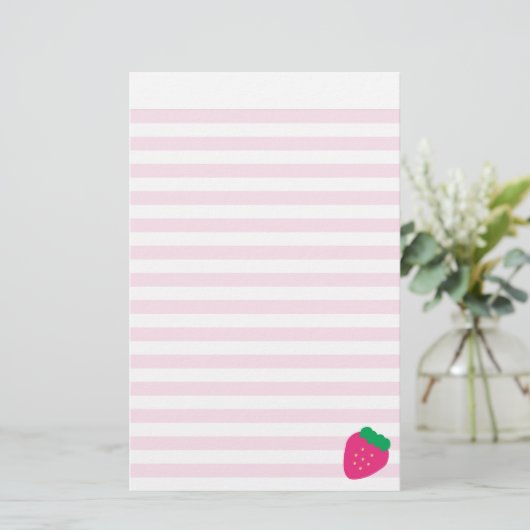 甘いいちごのストライプのな文房具 便箋 (スタンド正面)