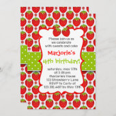 甘いいちごの誕生日のパーティの招待状 招待状 (正面/裏面)