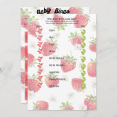 甘いいちご赤ちゃんシャワーゲームビンゴとトレイト 招待状 (正面/裏面)