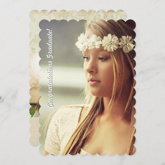 甘いうろこ2枚の写真卒業アナウンス 案内状 (正面/裏面)