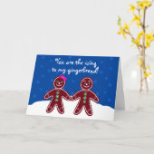 甘いおもしろいジンジャーブレッドの夫 カード (黄色い花)