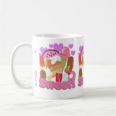 甘いおもしろいデザートタイムかわいいフードアニメ コーヒーマグカップ (左)