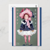 甘いおもしろいヴィンテージガール陽気な復活祭の代替コピー ポストカード (正面/裏面)