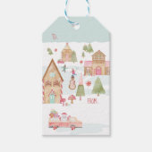 甘いおもしろい水色ジンジャーブレッドキャンディタウン ギフトタグ (正面)