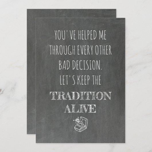 甘いおもしろい花嫁/メイド・オブ・オーナー(花嫁付き添い人)提案 招待状 (正面/裏面)