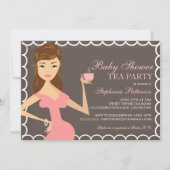 甘いお母さんのベビーシャワーの茶パーティの招待状のピンク 招待状 (正面)
