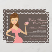 甘いお母さんのベビーシャワーの茶パーティの招待状のピンク 招待状 (正面/裏面)