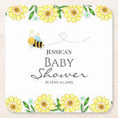 甘いお洒落はちみつ蜂の赤ちゃんシャワー スクエアペーパーコースター (正面)