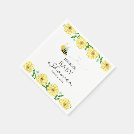 甘いお洒落はちみつ蜂の赤ちゃんシャワー スタンダードカクテルナプキン (角)