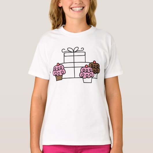 甘いお祝いカップケーキとギフトボックス Tシャツ (正面)