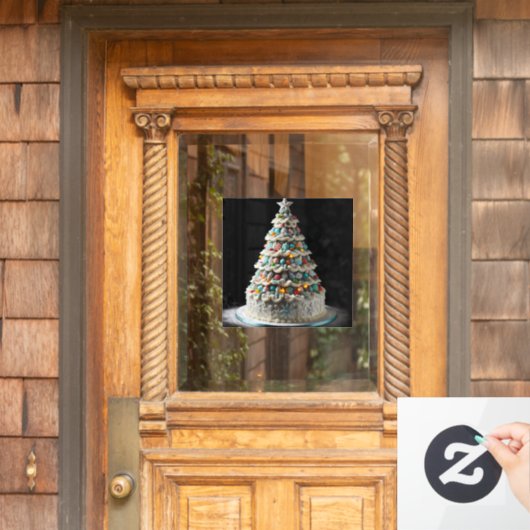 甘いお祝いクリスマスツリーケーキ ウィンドウサイン (ホームデコレーション)
