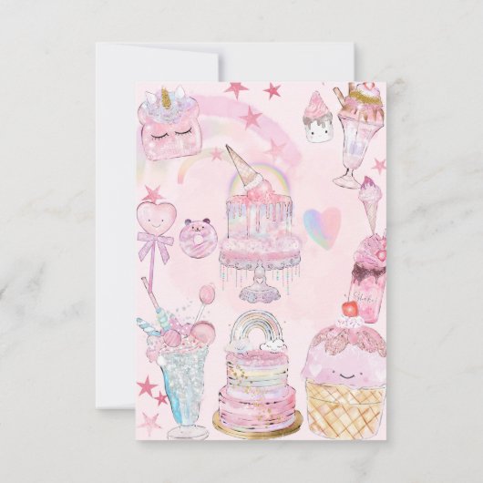 甘いお祝い水彩少女の誕生日 招待状 (裏面)