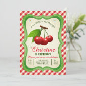 甘いお祝い |さくらんぼ誕生日招待状 招待状 (スタンド正面)