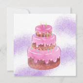 甘いお祝い:パープルピンク誕生日招待状 招待状 (裏面)