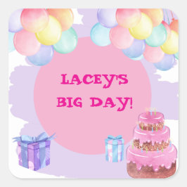 甘いお祝い:パープル誕生日 スクエアシール