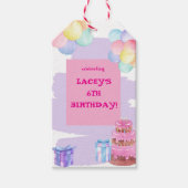甘いお祝い：紫とピンクの誕生日 ギフトタグ (正面)