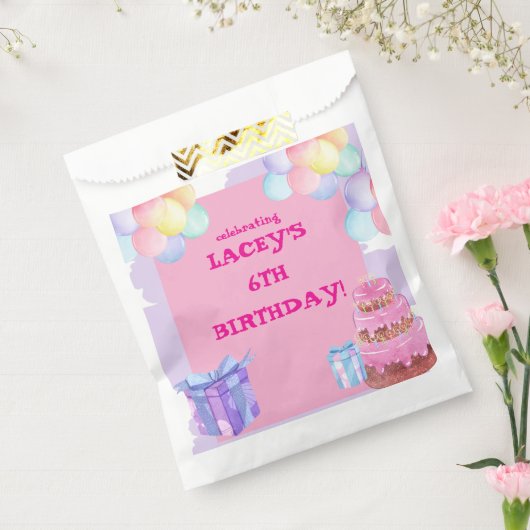 甘いお祝い：紫とピンクの誕生日 フェイバーバッグ (封をした状態)