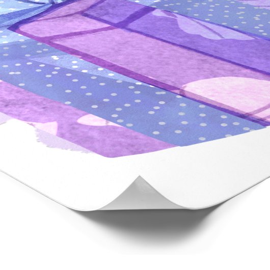 甘いお祝い：紫とピンクの誕生日 ポスター (角)