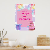 甘いお祝い:紫とピンクの誕生日 ポスター (キッチン)