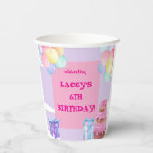甘いお祝い:紫とピンクの誕生日 紙コップ (裏面)