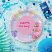 甘いお祝い：紫の誕生日紙ナプキン ペーパープレート (パーティー)