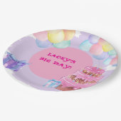 甘いお祝い：紫の誕生日紙ナプキン ペーパープレート (アングル)