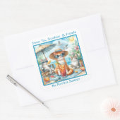 甘いお茶サンシャインフレンズ夏の猫を狙う スクエアシール (封筒)