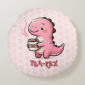 甘いお茶 – レックスカスタマイズ可能な恐竜の動物パン ラウンドクッション (正面)