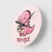 甘いお茶 – レックスカスタマイズ可能な恐竜の動物パン ラウンド壁時計 (傾斜)