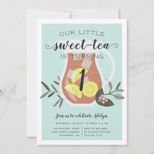 甘いお茶 |子供の誕生日パーティの招待状 招待状 (正面)