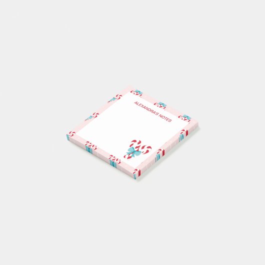 甘いお菓子と弓クリスマスパターン ポストイット (アングル)