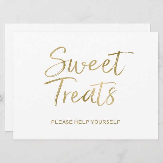 甘いお菓子のしるし |金ゴールドスタイリッシュ文字 招待状 (正面/裏面)