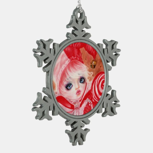 甘いお菓子のコートジスタークリスマスオーナメント スノーフレークピューターオーナメント (左)