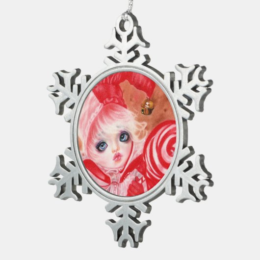 甘いお菓子のコートジスタークリスマスオーナメント スノーフレークピューターオーナメント (右)