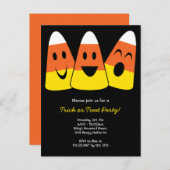 甘いお菓子のコーンのトリックまたは治療ハローウィンパーティ インビテーションポストカード (正面/裏面)