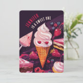 甘いお菓子の喜び - 遊び心あふれるファーストバースデー 招待状 (スタンド正面)