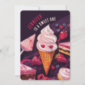 甘いお菓子の喜び - 遊び心あふれるファーストバースデー 招待状 (正面)