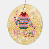 甘いお菓子の女の子の醜いクリスマスセーター セラミックオーナメント (左)
