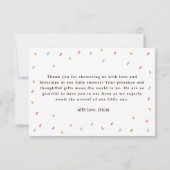 甘いお菓子ふりかけるドーナツ赤ちゃんシャワーありがとう サンキューカード (裏面)