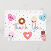 甘いお菓子ふりかけるドーナツ赤ちゃんシャワーありがとう サンキューカード (正面/裏面)